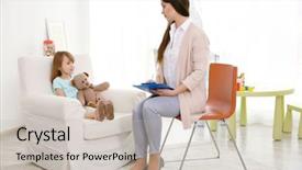  Presentation with social - PPT theme enhanced with social worker - young child psychologist working background and a soft green colored foreground