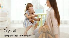  Presentation with social - Presentation design consisting of social worker - young child psychologist working background and a mint green colored foreground