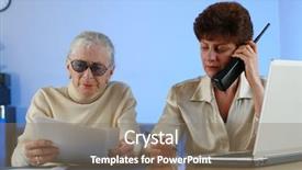  Presentation with social worker - Cool new presentation theme with social worker helping senior woman backdrop and a coral colored foreground