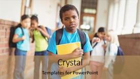  Presentation with sad - Slide set enhanced with socialism means - portrait of sad pupil being background and a coral colored foreground