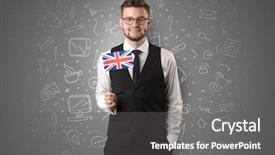  Presentation with symbol - Slides with socialmedia - businessman with office symbol concept background and a  colored foreground