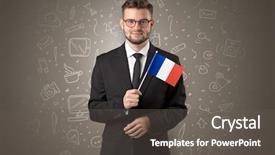  Presentation with symbol - PPT theme featuring socialmedia - businessman with office symbol concept background and a  colored foreground