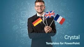  Presentation with symbol - Colorful presentation theme enhanced with socialmedia - businessman with office symbol concept backdrop and a  colored foreground