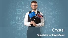  Presentation with socialmedia - Presentation theme featuring socialmedia - businessman with office symbol concept background and a teal colored foreground