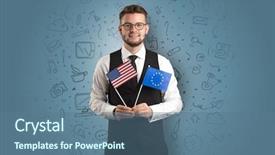  Presentation with symbol - Presentation theme with socialmedia - businessman with office symbol concept background and a ocean colored foreground