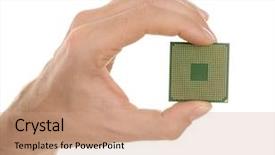  Presentation with microprocessor - Colorful slide deck enhanced with socket programming - male hand holding microprocessor backdrop and a  colored foreground