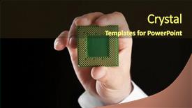  Presentation with microprocessor - Slide deck with socket programming - male hand holding microprocessor background and a  colored foreground