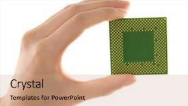  Presentation with microprocessor - Slides having socket programming - male hand holding microprocessor background and a  colored foreground