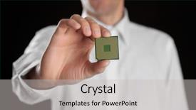  Presentation with microprocessor - Amazing PPT theme having socket programming - man holding microprocessor in his backdrop and a  colored foreground