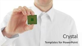  Presentation with microprocessor - Theme having socket programming - man holding microprocessor in his background and a  colored foreground