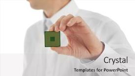  Presentation with microprocessor - Amazing slide deck having socket programming - man holding microprocessor in his backdrop and a  colored foreground