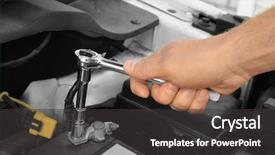  Presentation with auto dealers - Slide set enhanced with socket - auto mechanic repairing car closeup background and a dark gray colored foreground