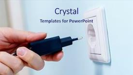  Presentation with photo - Theme having hand with charger in socket background and a sky blue colored foreground