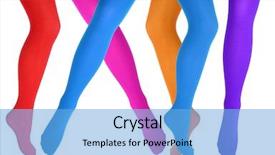  Presentation with women in the army - Beautiful PPT theme featuring women's legs in colorful tights backdrop and a light blue colored foreground