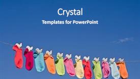  Presentation with socks - Colorful slides enhanced with socks against sunny blue sky backdrop and a ocean colored foreground