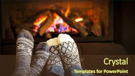  Presentation with wool - Beautiful PPT theme featuring socks warming by cozy fire backdrop and a tawny brown colored foreground