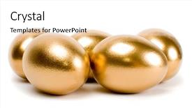  Presentation with successful investment - Audience pleasing PPT theme consisting of soct saving - golden eggs a symbol backdrop and a white colored foreground