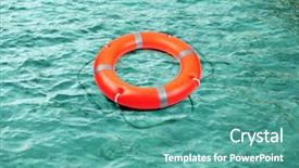  Presentation with life saving - Colorful presentation design enhanced with soct saving - life buoy for safety backdrop and a  colored foreground