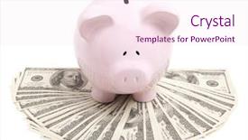  Presentation with piggy bank is evil - Audience pleasing slide deck consisting of soct saving - pink piggy bank on dollars backdrop and a pink colored foreground