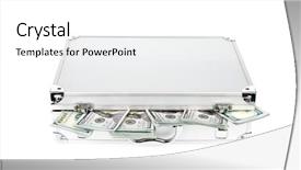  Presentation with the money hundred - Amazing slide deck having soct saving - suitcase of money with hundred backdrop and a white colored foreground