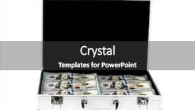  Presentation with the money hundred - PPT theme having soct saving - suitcase of money with hundred background and a dark gray colored foreground