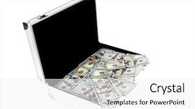  Presentation with suitcase - Presentation design having soct saving - suitcase of money with hundred background and a white colored foreground