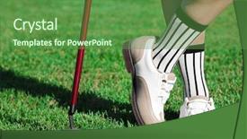  Presentation with course - Beautiful theme featuring sod - female golf player at course backdrop and a tawny brown colored foreground