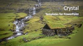  Presentation with green roof - Beautiful PPT theme featuring sod - house with green roof backdrop and a gray colored foreground