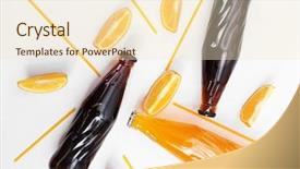  Presentation with soda - PPT layouts enhanced with soda - bottles with fresh different drinks background and a cream colored foreground
