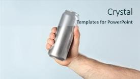  Presentation with steel industry man grinding - Presentation having soda - man holding tin can background and a sky blue colored foreground