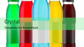  Presentation with juice - Beautiful slides featuring soda advertisment - fresh juice bottles on white backdrop and a  colored foreground