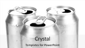  Presentation with beer - Beautiful PPT theme featuring soda advertisment - metal beer cans isolated backdrop and a light gray colored foreground