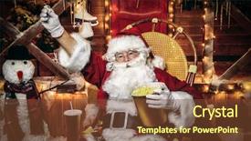  Presentation with happy new year - Slides enhanced with soda and watching a christmas background and a tawny brown colored foreground