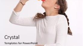  Presentation with soft drink bottle - Audience pleasing PPT theme consisting of soda bottles - young girl drinking an orange backdrop and a sky blue colored foreground