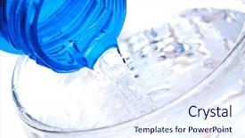  Presentation with pouring water - PPT theme enhanced with soda fountain - bottle pouring water into glass background and a  colored foreground