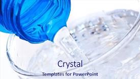  Presentation with pouring water - Audience pleasing PPT theme consisting of soda fountain - bottle pouring water into glass backdrop and a  colored foreground