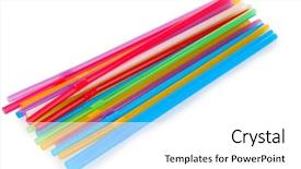  Presentation with bright white - PPT theme consisting of soda fountain - bright straws isolated on white background and a  colored foreground