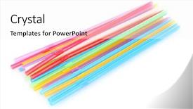  Presentation with half white and half bright coloured - PPT theme with soda fountain - bright straws isolated on white background and a  colored foreground