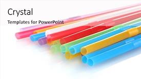  Presentation with bright white - Cool new slides with soda fountain - bright straws isolated on white backdrop and a  colored foreground