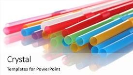  Presentation with half white and half bright coloured - Audience pleasing slide deck consisting of soda fountain - bright straws isolated on white backdrop and a white colored foreground