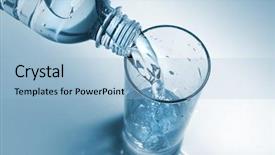  Presentation with water fountain - Slide set with soda fountain - water pouring into glass background and a light blue colored foreground