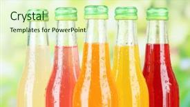 Presentation with bottles - PPT theme featuring soda pop - bottles with tasty drinks background and a soft green colored foreground