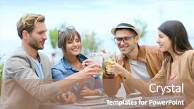  Presentation with soda - Audience pleasing presentation consisting of soda shop - group of friends cheering backdrop and a coral colored foreground