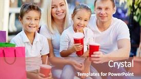  Presentation with joyful - Theme with soda shop - portrait of joyful family having background and a coral colored foreground