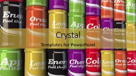  Presentation with coloured - Slide set having soda shop - rows of different coloured drinks background and a gold colored foreground