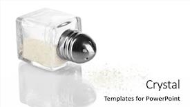  Presentation with salt - Colorful slide deck enhanced with sodium - container for salt isolated backdrop and a white colored foreground