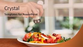  Presentation with salt - Beautiful slides featuring sodium - hand adding salt using salt backdrop and a coral colored foreground