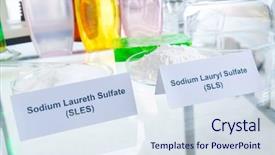  Presentation with laboratory chemical - Slides featuring sodium - noxious additives in cosmetics laboratory background and a sky blue colored foreground