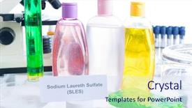  Presentation with laboratory chemical - Slide deck with sodium - noxious additives in cosmetics laboratory background and a sky blue colored foreground