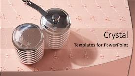  Presentation with table salt - PPT theme consisting of sodium - salt and pepper shakers background and a coral colored foreground
